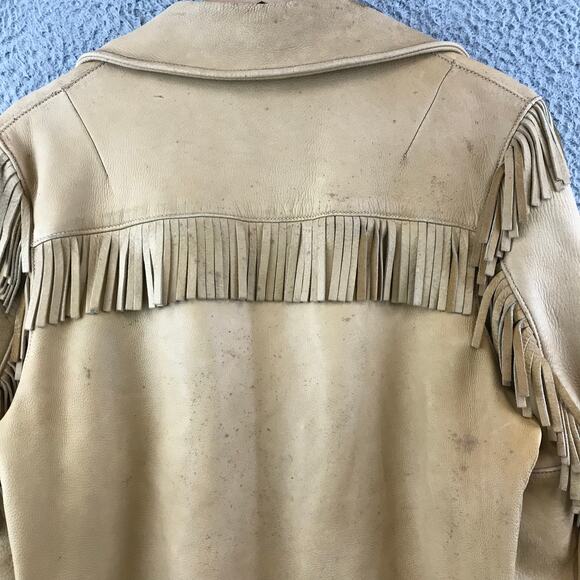 Vintage Genuine Buckskin 1970’s Rugged Fringe Buckskin Jacket M - Picture 10 of 11
